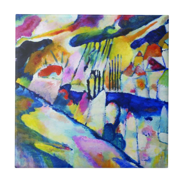 Landschaft mit Regen von Wassily Kandinsky Fliese (Vorderseite)