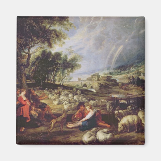 Landschaft mit Regenbogen Magnet (Vorne)