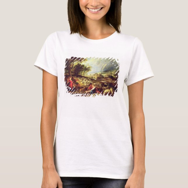 Landschaft mit Regenbogen (Öl auf Leinwand) T-Shirt (Vorderseite)
