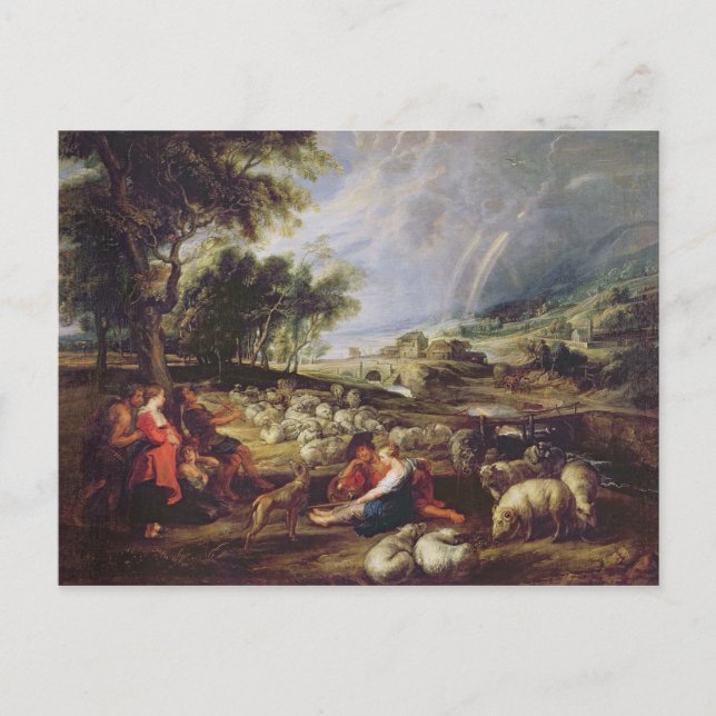 Landschaft mit Regenbogen Postkarte (Vorderseite)