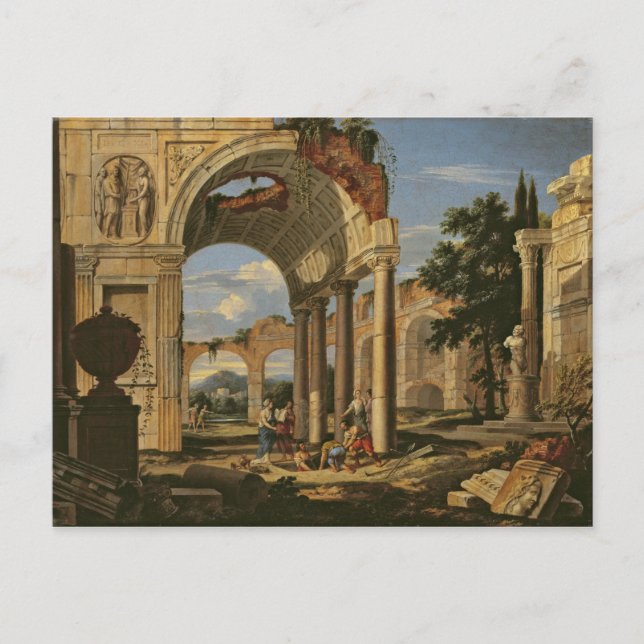 Landschaft mit Ruinen, 1673 Postkarte (Vorderseite)