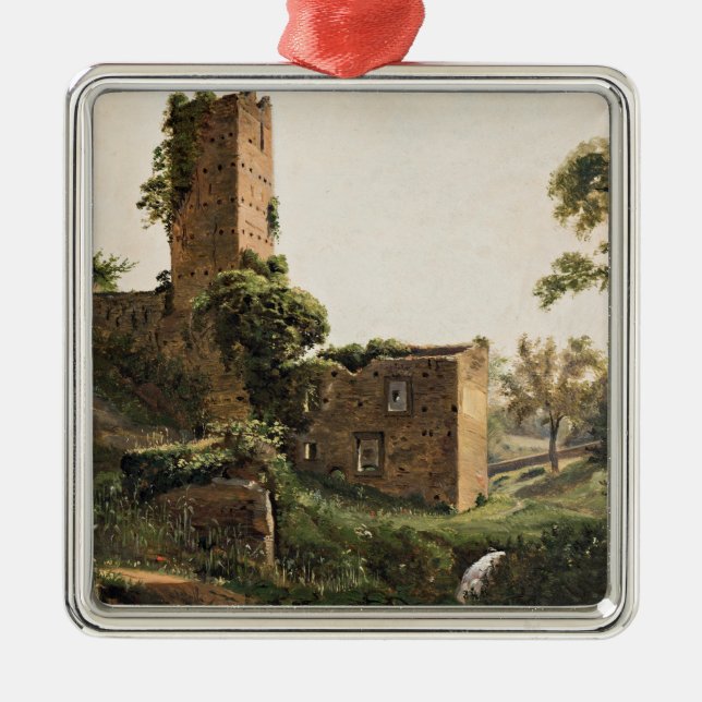 Landschaft mit Ruinen (Altes Ruiniertes Gebäude) Ornament Aus Metall (Vorne)