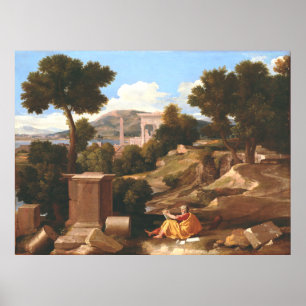 Landschaft mit Saint John auf Patmos Nicolas Pouss Poster