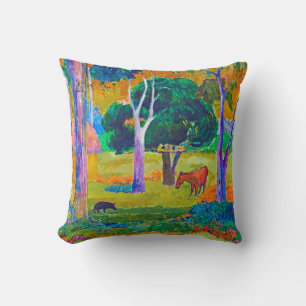 Landschaft mit Schwein und Pferd, Gauguin Kissen