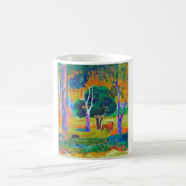 Landschaft mit Schweinefleisch und Pferd, Gauguin Kaffeetasse (Mittel)