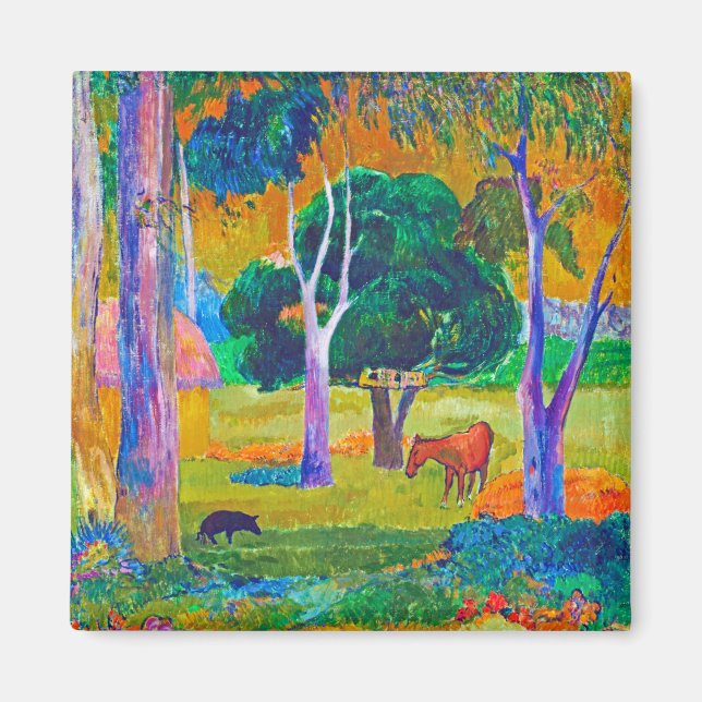 Landschaft mit Schweinefleisch und Pferd, Gauguin Magnet (Vorne)