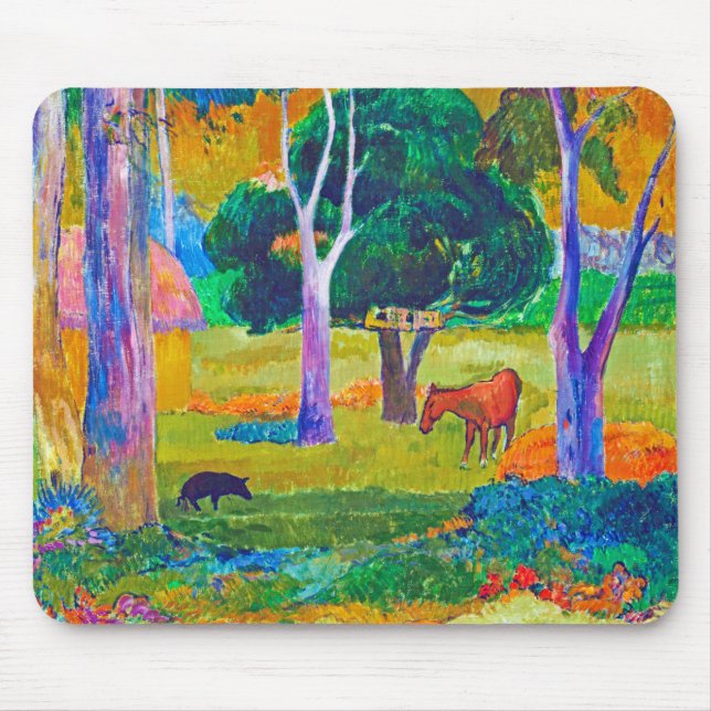 Landschaft mit Schweinefleisch und Pferd, Gauguin Mousepad (Vorne)