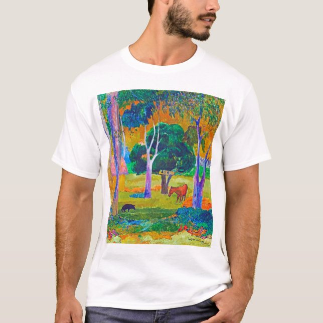 Landschaft mit Schweinefleisch und Pferd, Gauguin T-Shirt (Vorderseite)
