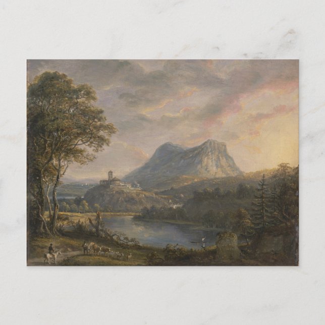 Landschaft mit See - Paul Sandby - c1808 Postkarte (Vorderseite)