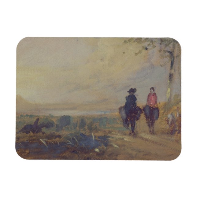Landschaft mit See und zwei Figures Riding, vorher Magnet (Horizontal)