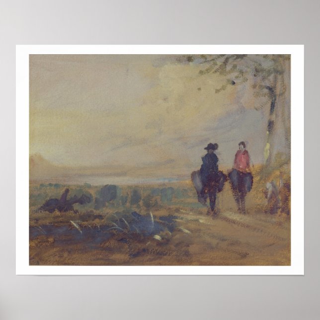 Landschaft mit See und zwei Figures Riding, vorher Poster (Vorne)