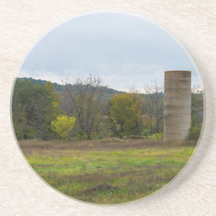 Landschaft mit Silo auf dem Land Sandstein Untersetzer