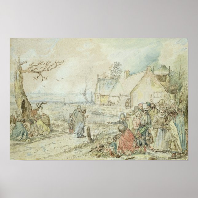 Landschaft mit Sinti und Roma Fortune Tellers Poster (Vorne)