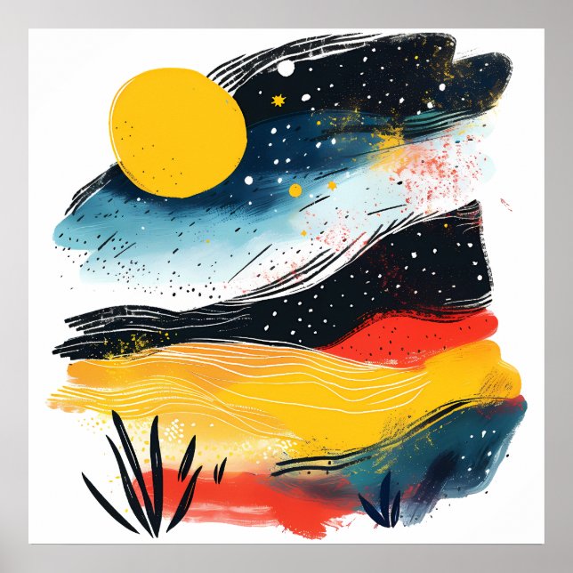 Landschaft mit Sonne und Ni Poster (Vorne)