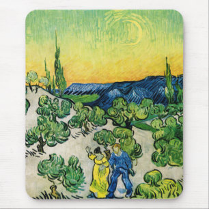 Landschaft mit spazierendem Paar von Vincent van G Mousepad