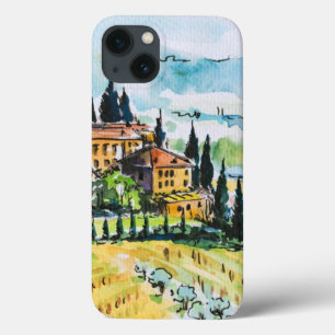 Landschaft mit Stadt- und Zypressenbäumen Case-Mate iPhone Hülle