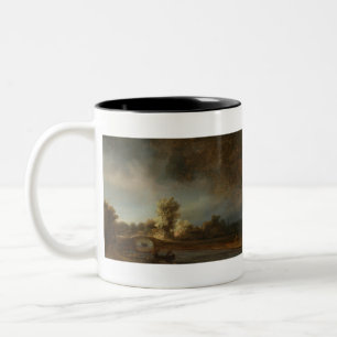 Landschaft mit Steinbrücke - Rembrandt - c1638. Zweifarbige Tasse