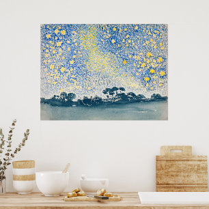 Landschaft mit Sternen - Retro Eleganz Poster