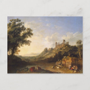 Landschaft mit Tempelruinen auf Sizilien (Tal von Postkarte