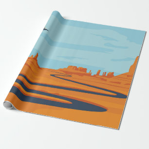 Landschaft mit verlassenem Tal, Bergen, dunklem w Geschenkpapier