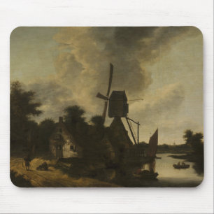 Landschaft mit Windmühle - Salomon Rombouts Mousepad