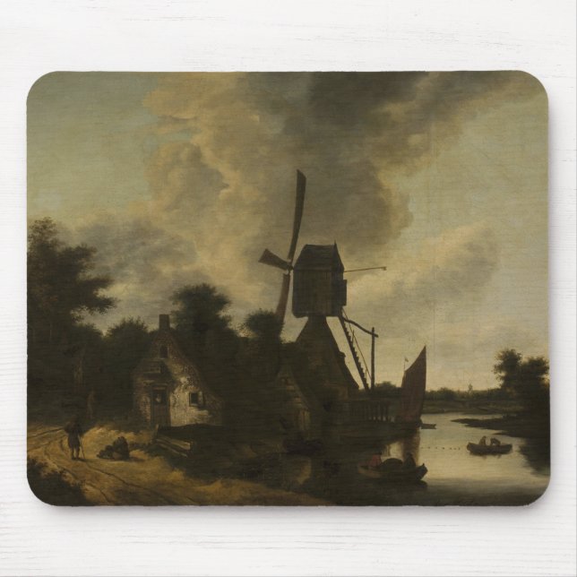 Landschaft mit Windmühle - Salomon Rombouts Mousepad (Vorne)