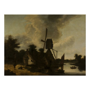 Landschaft mit Windmühle - Salomon Rombouts Poster