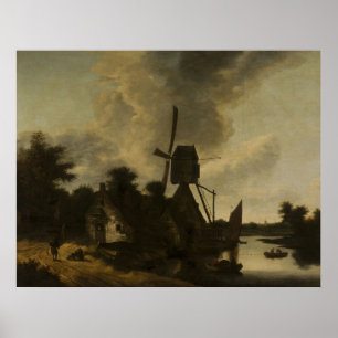 Landschaft mit Windmühle - Salomon Rombouts Poster