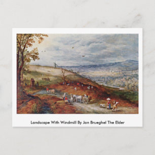 Landschaft mit Windmühle von Jan Brueghel, dem Ält Postkarte