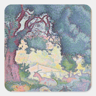 Landschaft mit Ziegen, 1895 Quadratischer Aufkleber