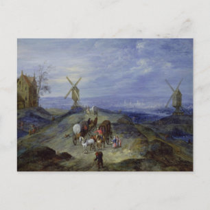 Landschaft mit zwei Windmühlen, 1612 Postkarte