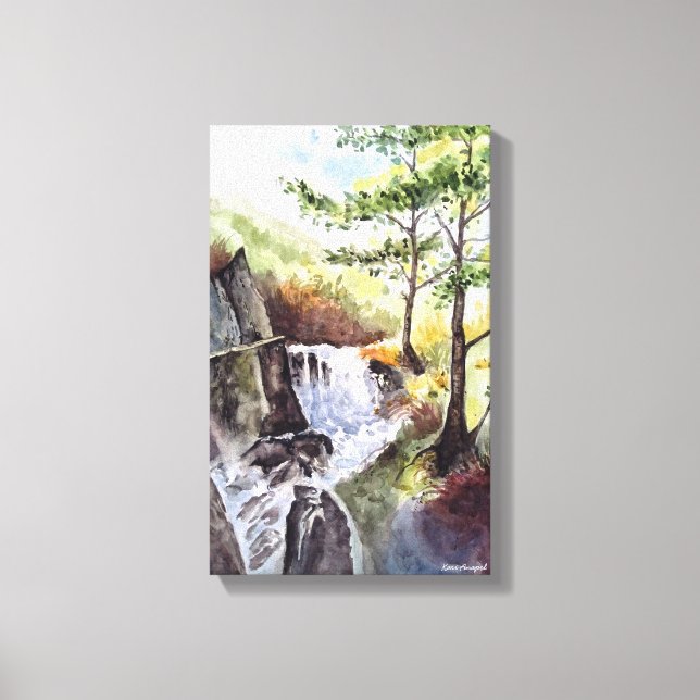 Landschaft Natur Fluss Wasserfarben Leinwand druck (Vorderseite)