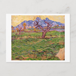 Landschaft Olivenbaum Berge, Van Gogh Fine Art Postkarte