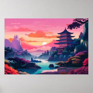 Landschaft Panorama Orientalische Landschaft Natur Poster