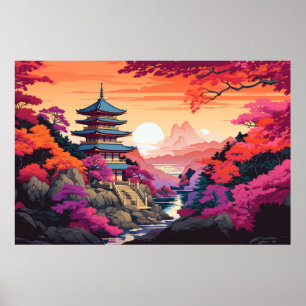 Landschaft Panorama Orientalische Landschaft Natur Poster
