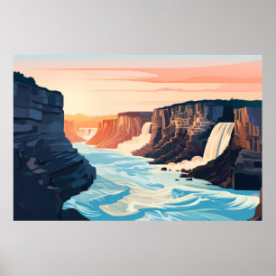 Landschaft Panoramasicht Wasserfall Landschaft Poster