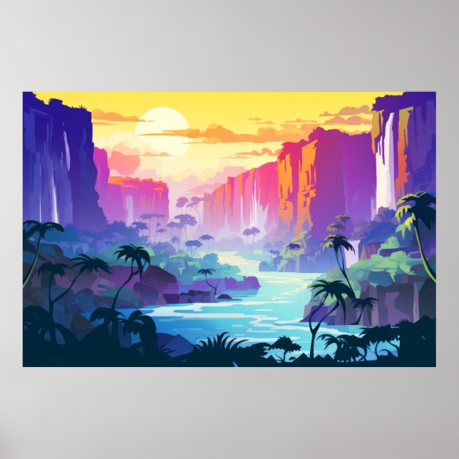 Landschaft Panoramasicht Wasserfall Landschaft Poster (Vorne)
