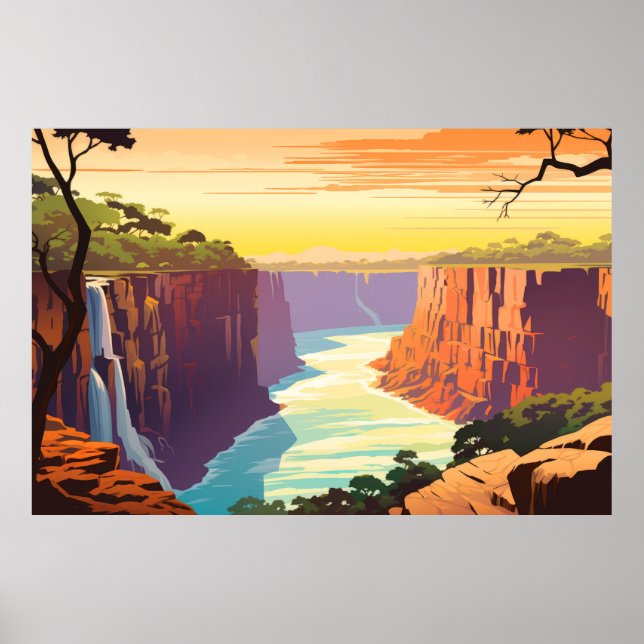 Landschaft Panoramasicht Wasserfall Landschaft Poster (Vorne)