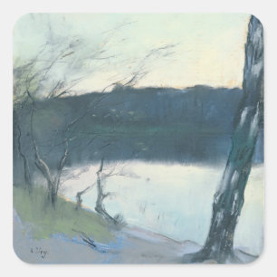 Landschaft (Pastell auf Leinwand) Quadratischer Aufkleber