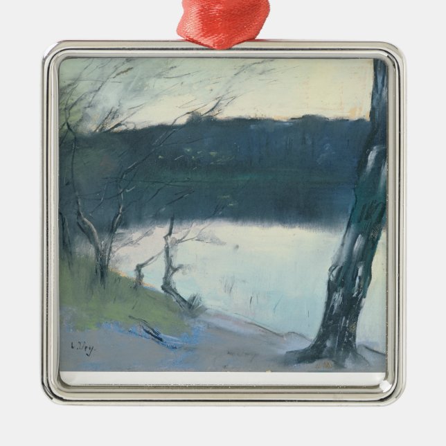 Landschaft (Pastell auf Leinwand) Silbernes Ornament (Vorne)