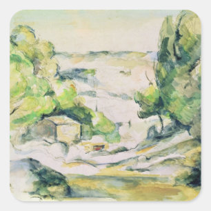 Landschaft Pauls Cezanne   in Provence Quadratischer Aufkleber