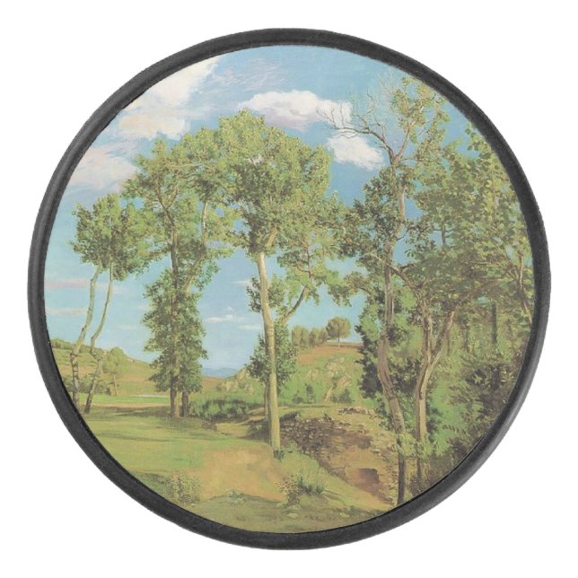 Landschaft Paysage Frederic Bazille Impressionist Eishockey Puck (Vorderseite)