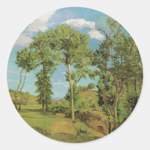 Landschaft Paysage Frederic Bazille Impressionist Runder Aufkleber