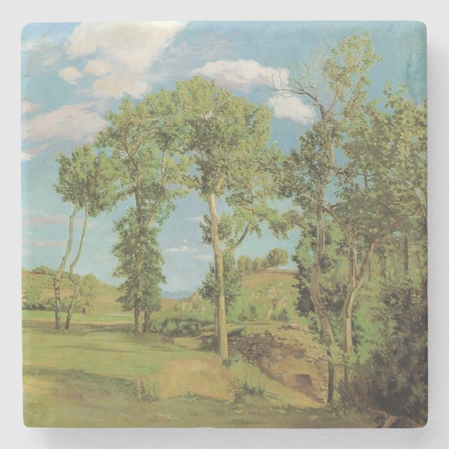 Landschaft Paysage Frederic Bazille Impressionist Steinuntersetzer (Vorderseite)