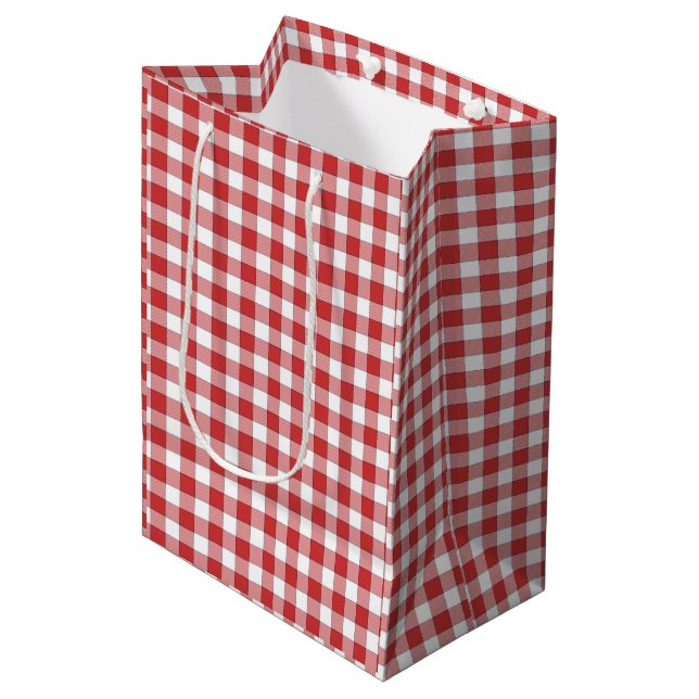 Landschaft Picnic Gingham Mittlere Geschenktüte (Vorderseite Schrägansicht)