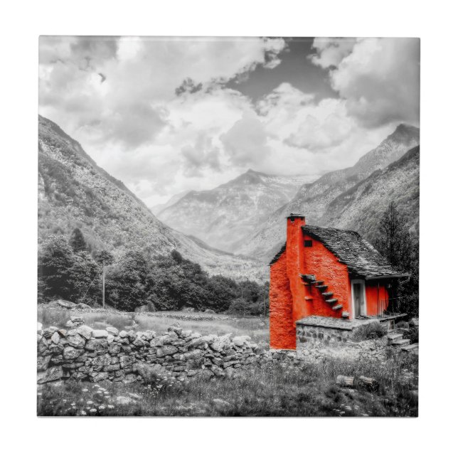 Landschaft Schwarz-Weiß-Fotografie Fliese (Vorderseite)