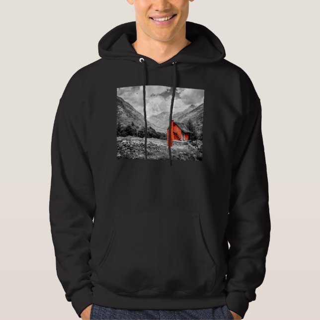 Landschaft Schwarz-Weiß-Fotografie Hoodie (Vorderseite)