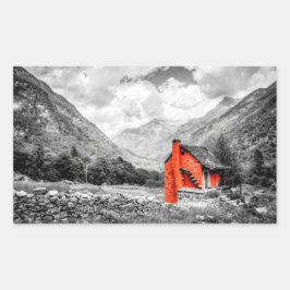 Landschaft Schwarz-Weiß-Fotografie Rechteckiger Aufkleber