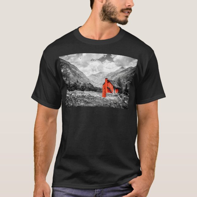 Landschaft Schwarz-Weiß-Fotografie T-Shirt (Vorderseite)