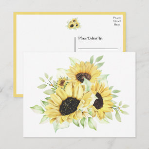 Landschaft Sonnenblume Aquarell Blumen Postkarte